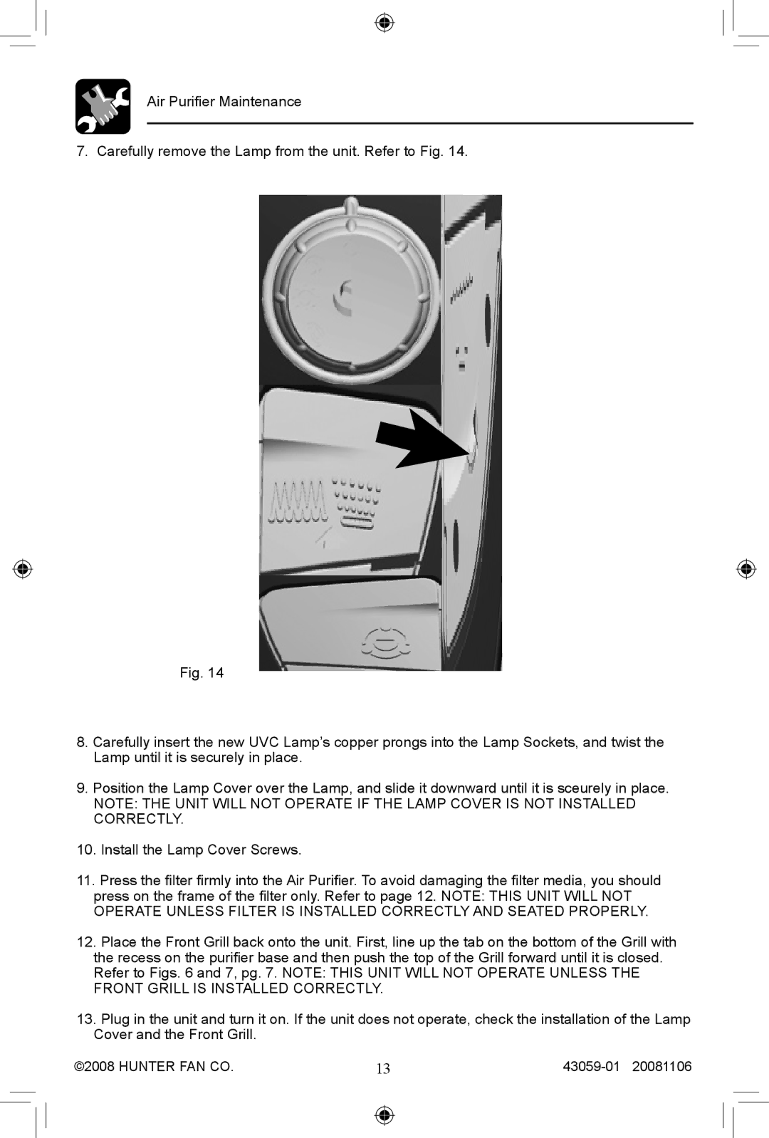 Hunter Fan 30771, 30770 manual Correctly 