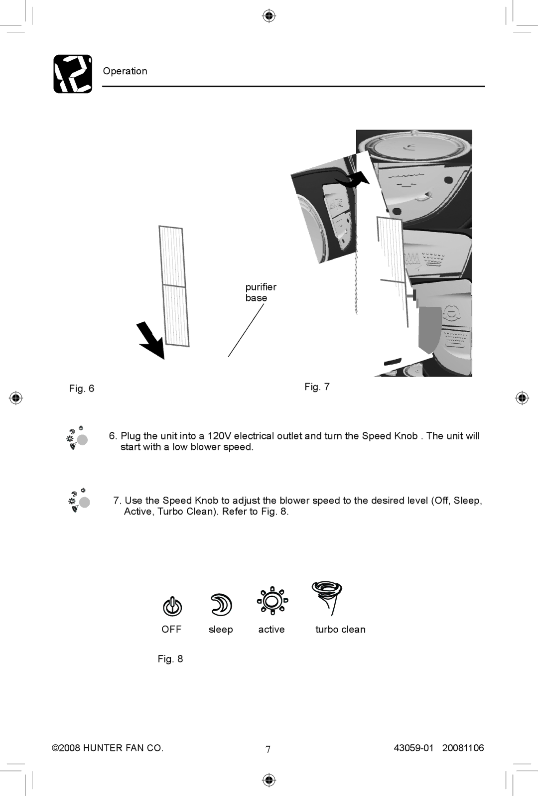 Hunter Fan 30771, 30770 manual Off 