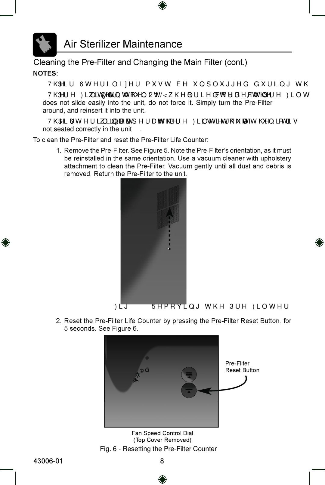 Hunter Fan 30987 manual Removing the Pre-Filter 