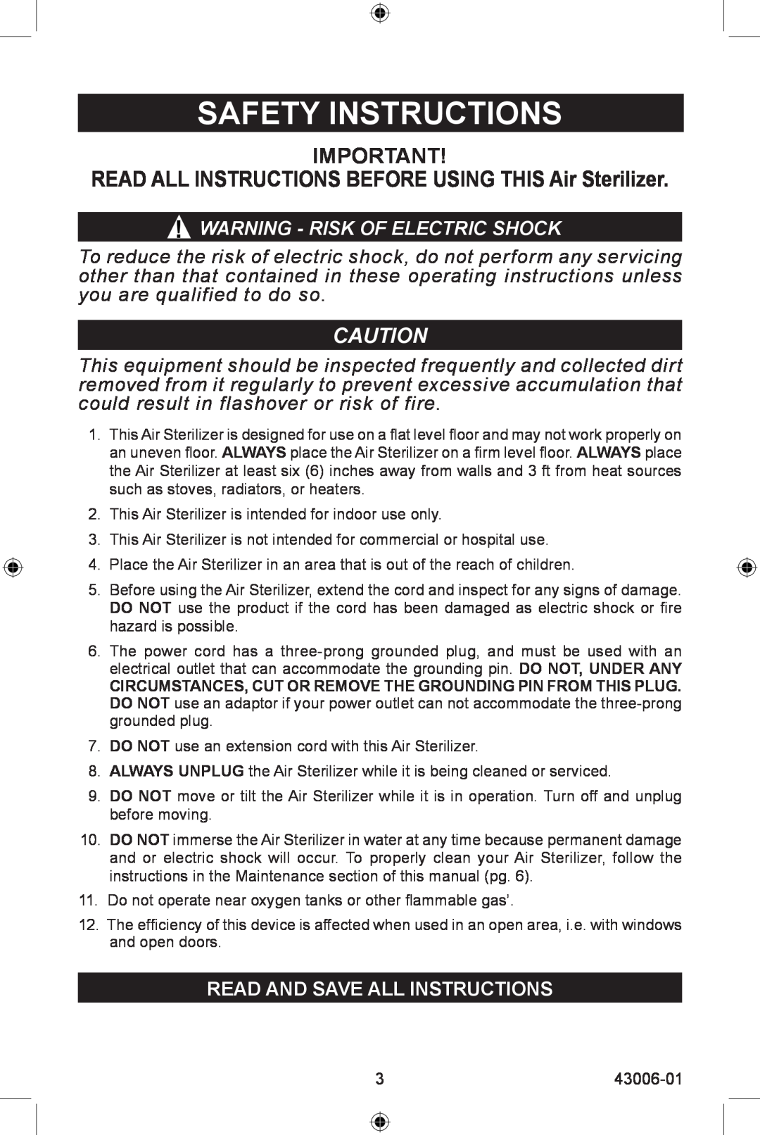 Hunter Fan 30987 manual Safety Instructions, Warning - Risk Of Electric Shock, Read And Save All Instructions 
