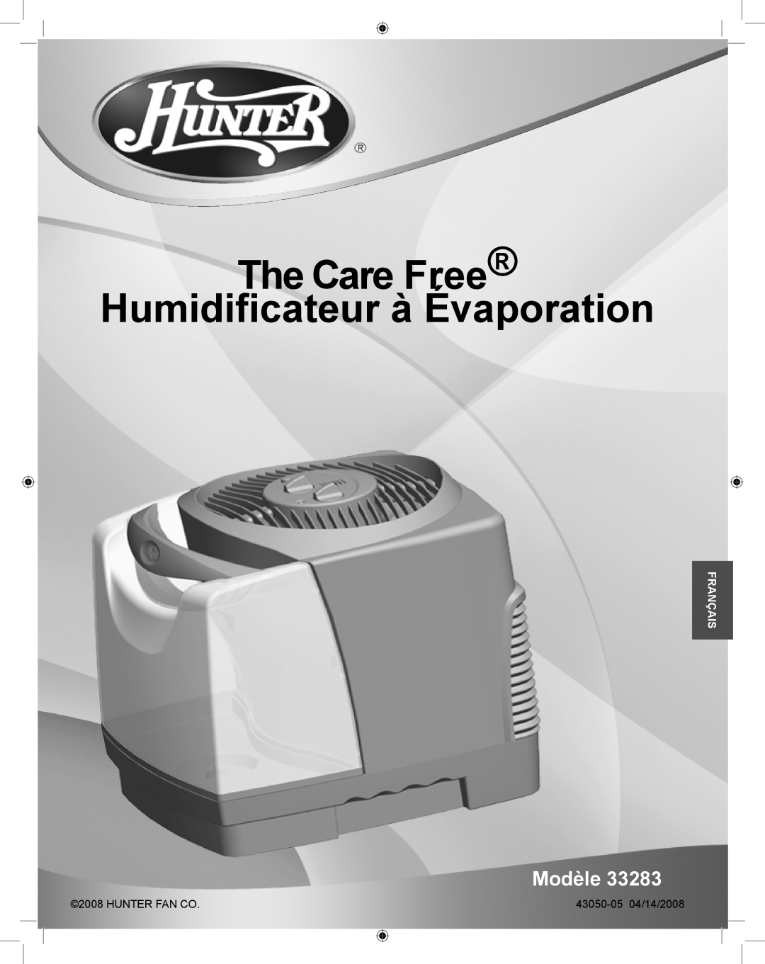 Hunter Fan 33283 manual The Care Free Humidificateur à Évaporation, Modèle, Français, Francés 
