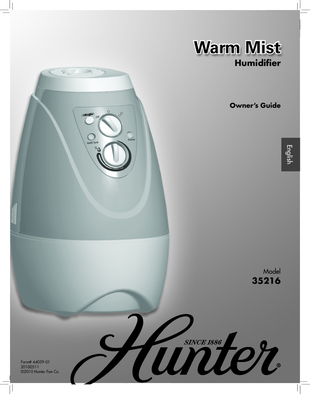 Hunter Fan 35216 manual Warm Mist 