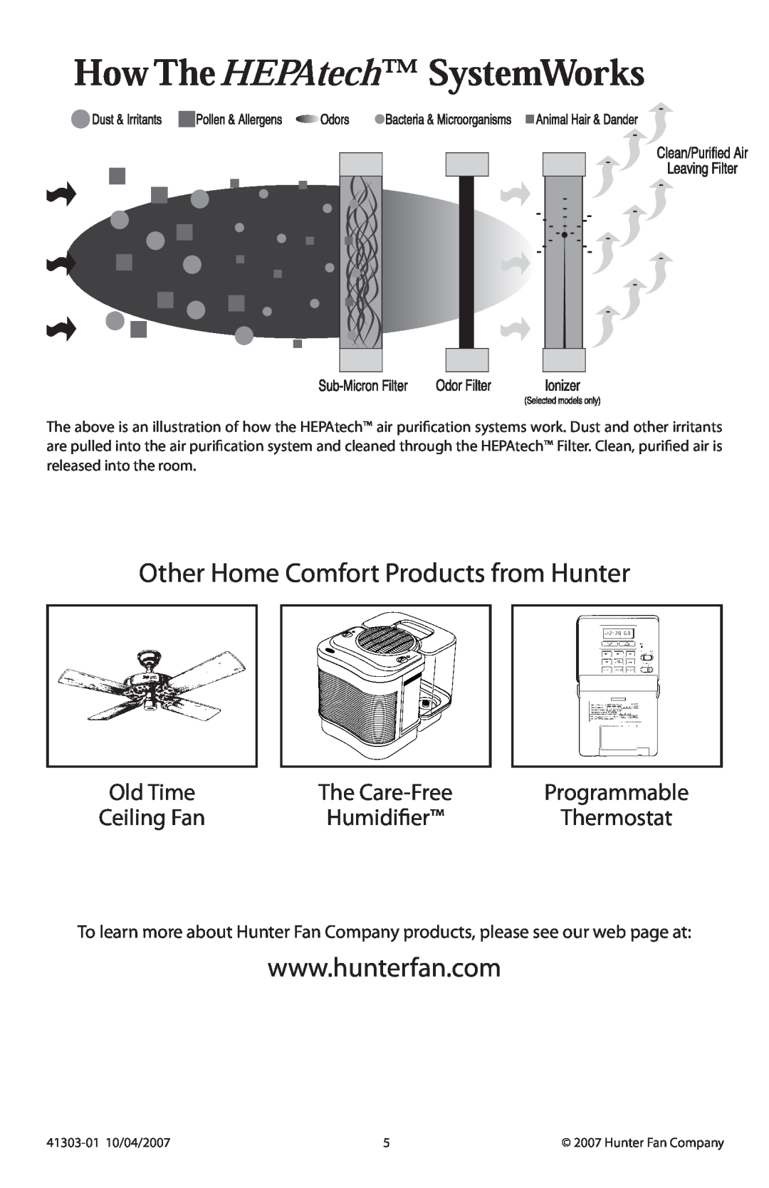 Hunter Fan 30054 Other Home Comfort Products from Hunter, Programmable, Ceiling Fan, Humidifier, Thermostat, Old Time 