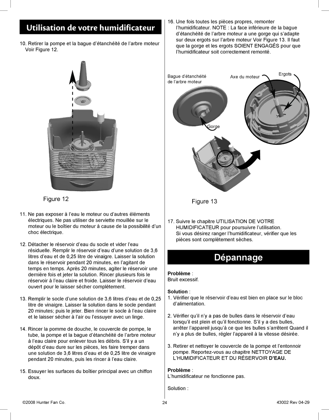 Hunter Fan 37407 manual Dépannage 