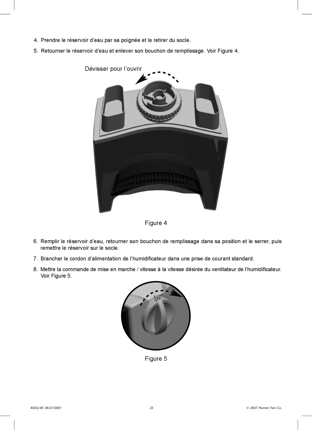 Hunter Fan 38200 manual Dévisser pour l’ouvrir 