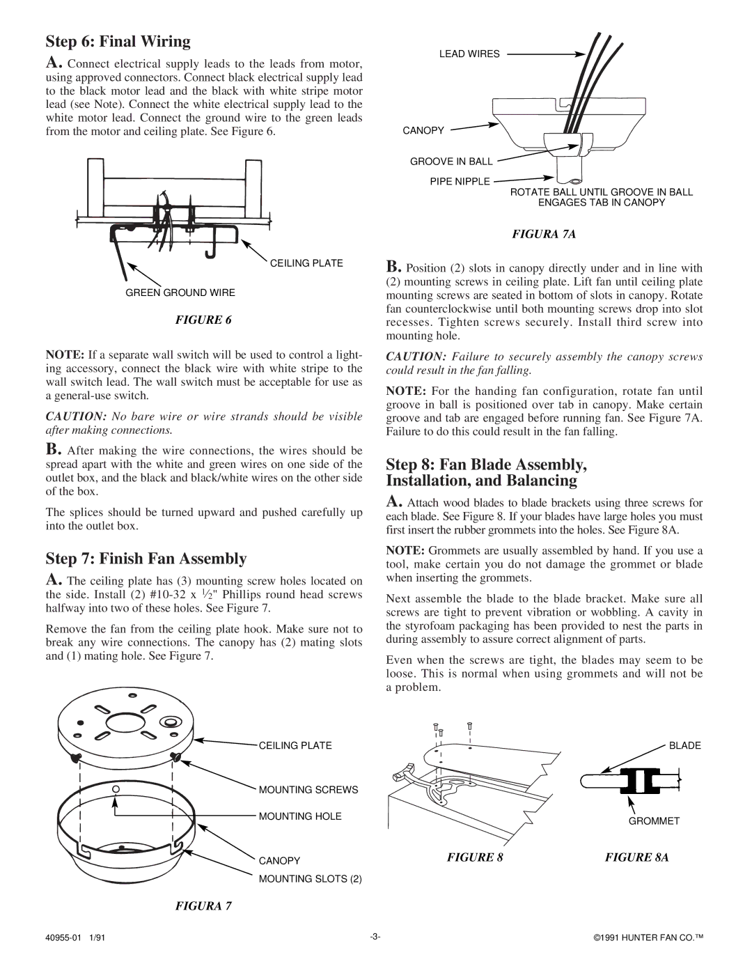 Hunter Fan 40955-01 Final Wiring, Finish Fan Assembly, Fan Blade Assembly Installation, and Balancing 