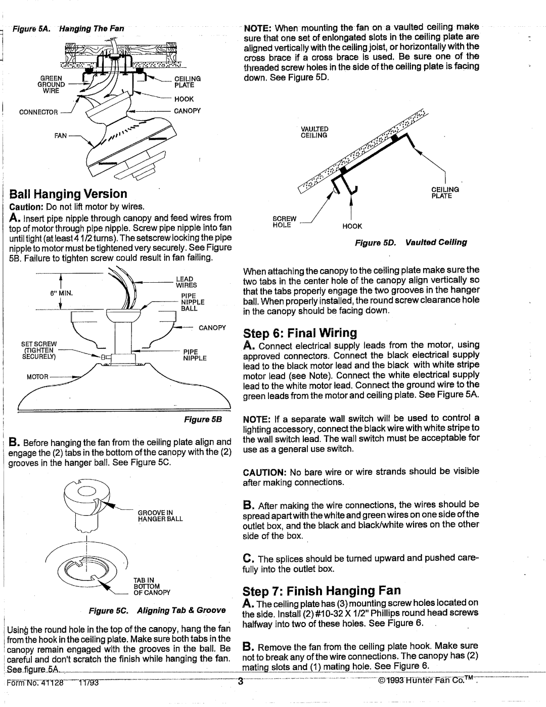 Hunter Fan 4112B manual 