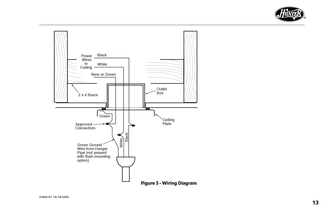 Hunter Fan 41462-01 operation manual Wiring Diagram 