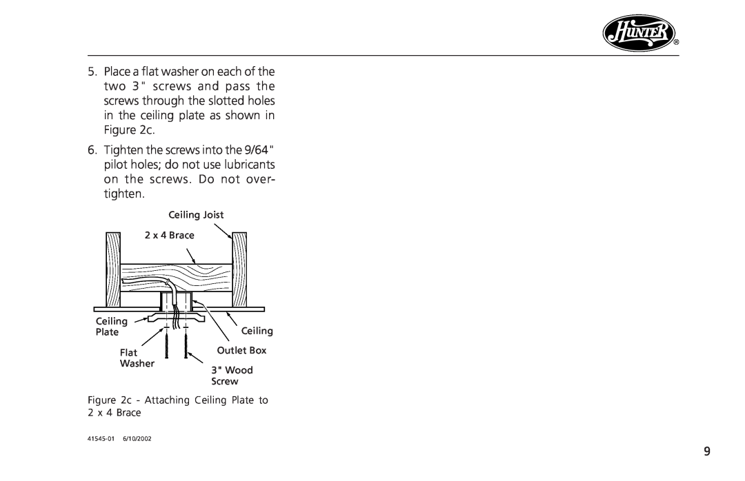 Hunter Fan 41545 operation manual 