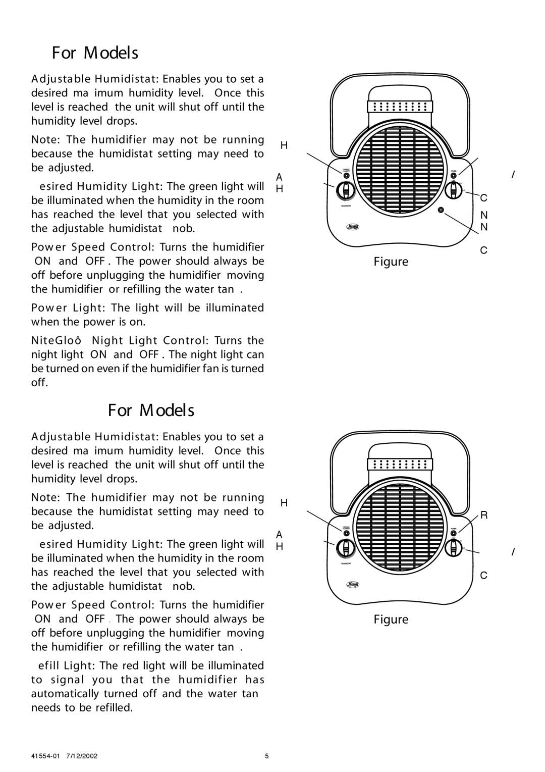 Hunter Fan 41554-01 manual For Models 33203, 33252, 33282, 34332 37203, For Models 34301, 34351, 37301 