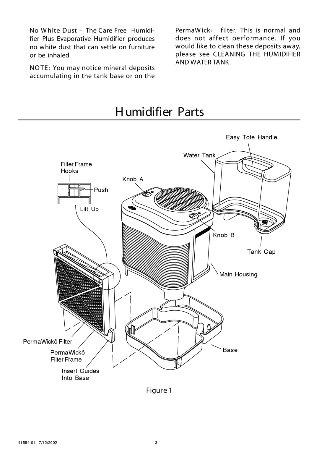 Hunter Fan 41554-01 manual Umidifier Parts 