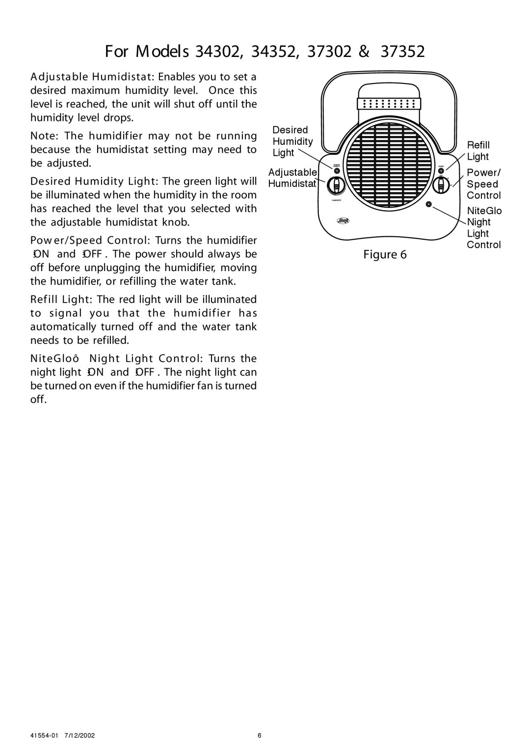 Hunter Fan 41554-01 manual For Models 