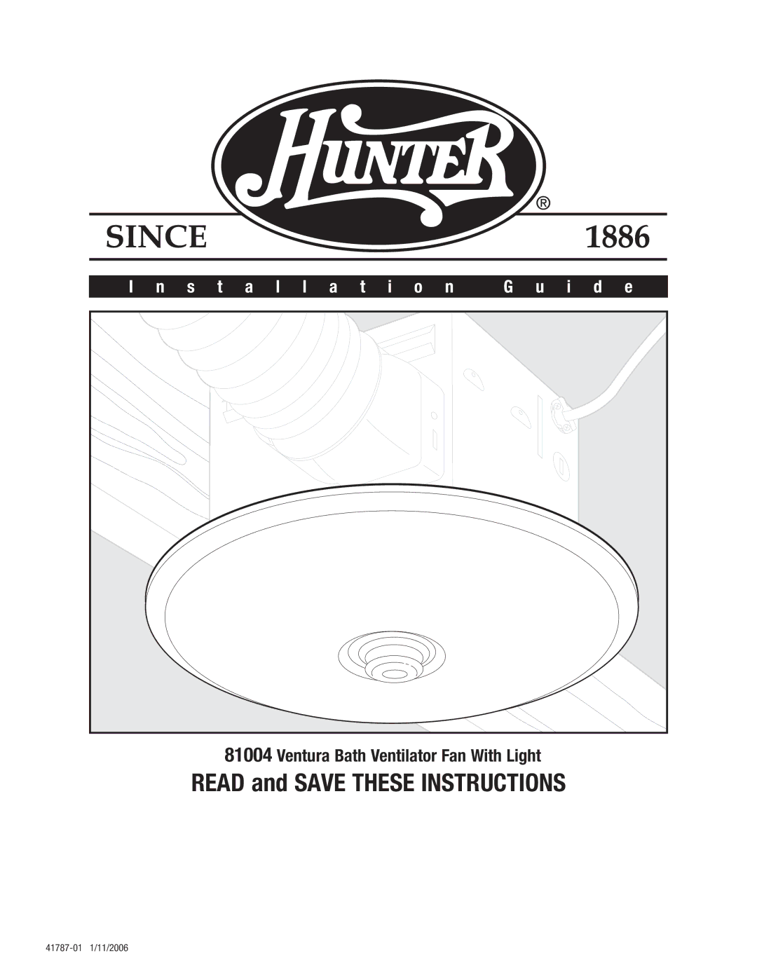 Hunter Fan 41787-01 manual Installation I d e 