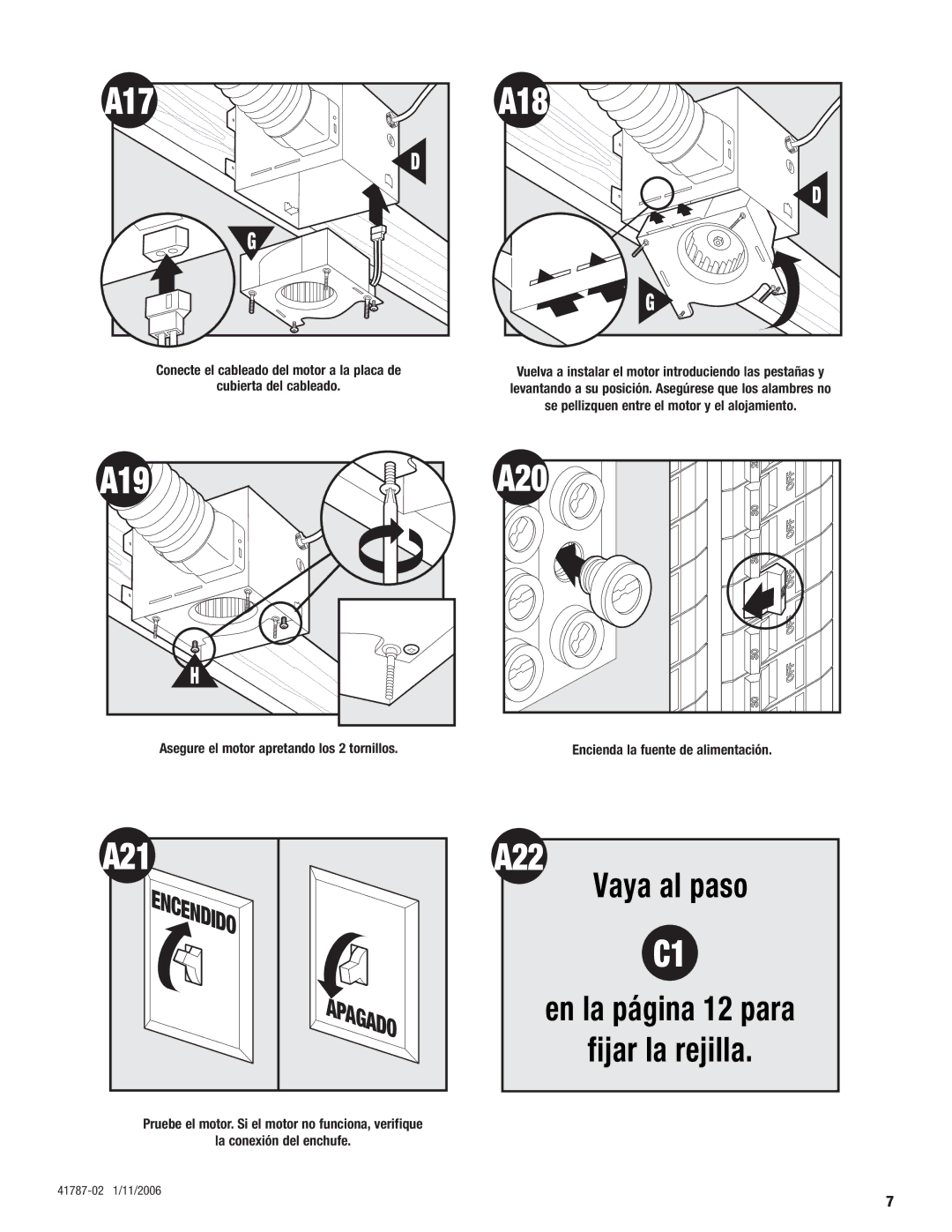 Hunter Fan 41787-01 manual A21, Encendido Apagado 