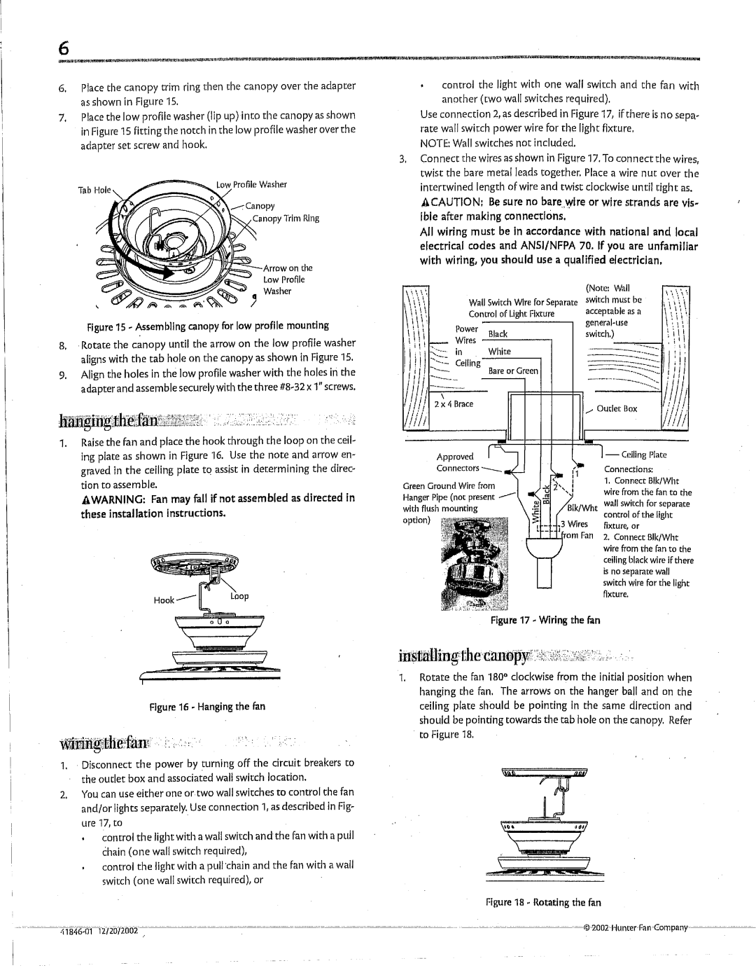 Hunter Fan 41846 manual 