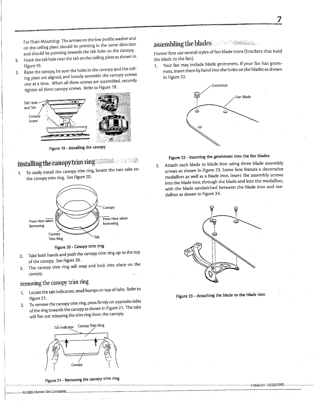 Hunter Fan 41846 manual 