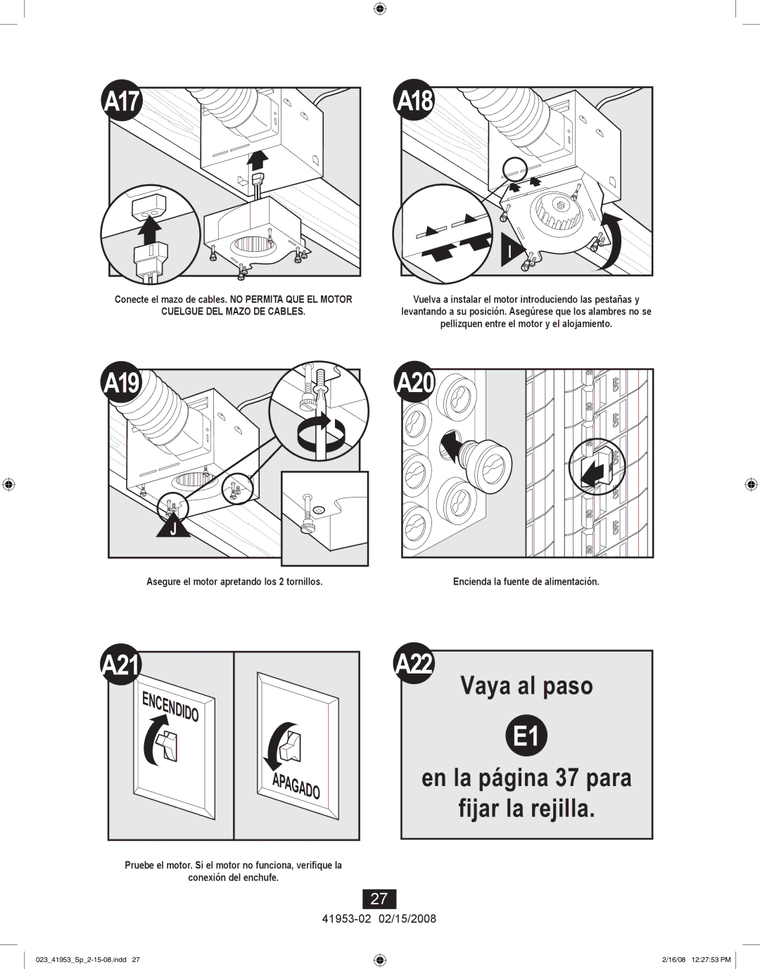 Hunter Fan 41953-01 manual Vaya al paso 