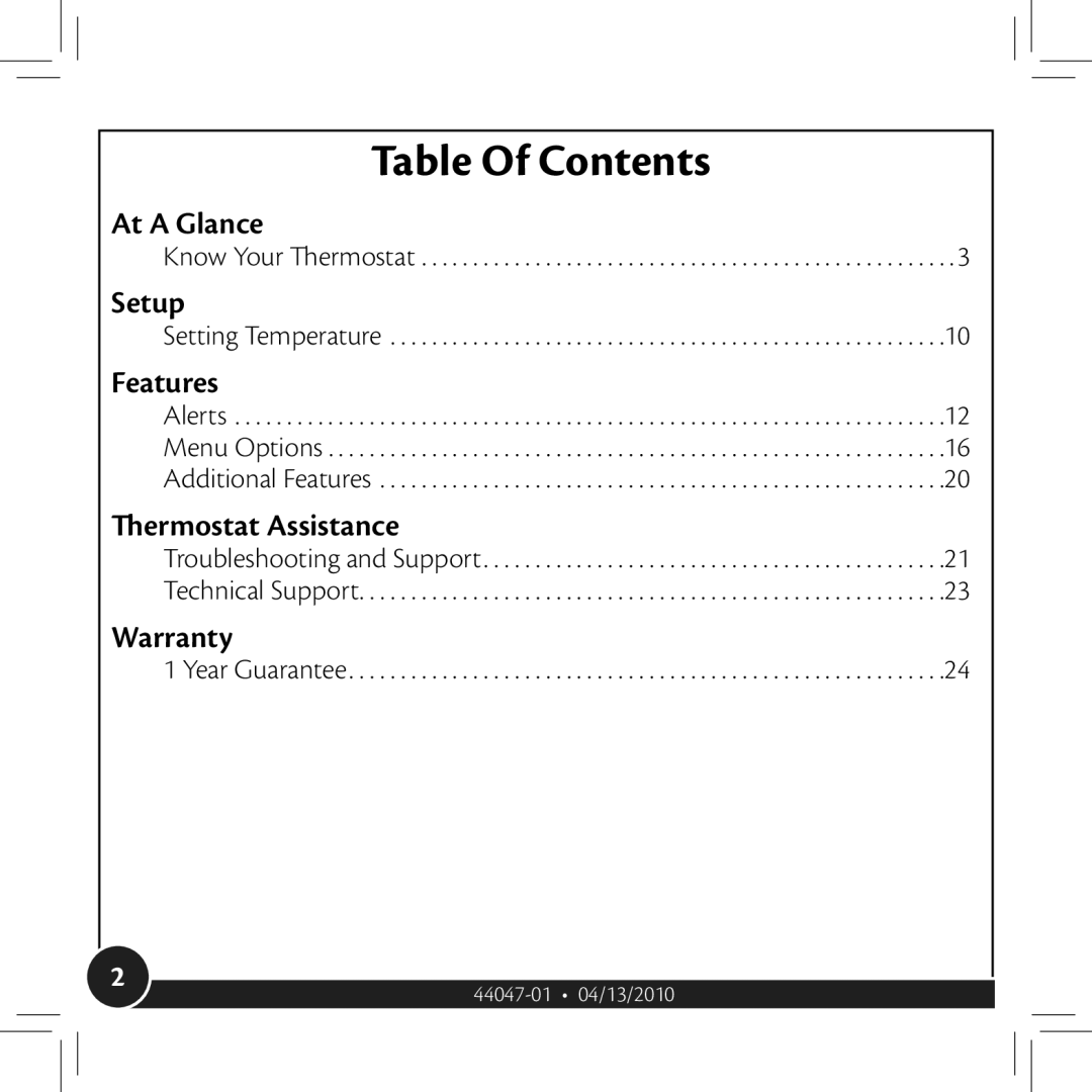 Hunter Fan 42122, 42177 owner manual Table Of Contents 