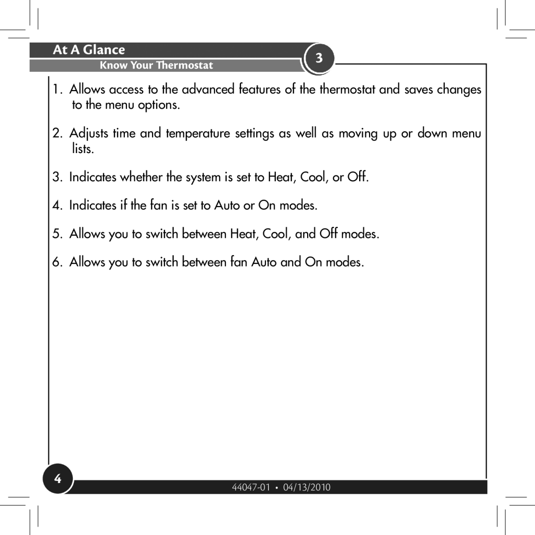 Hunter Fan 42122, 42177 owner manual At a Glance 