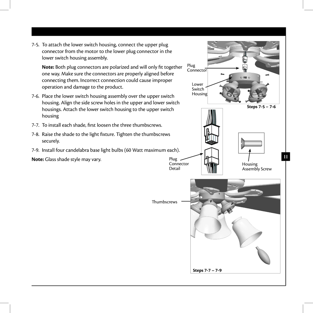 Hunter Fan 42625-01 warranty Connecting them. Incorrect connection could cause improper 