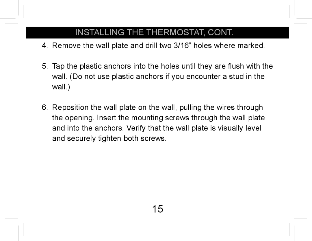 Hunter Fan 42710-01 operation manual Installing the thermostat 