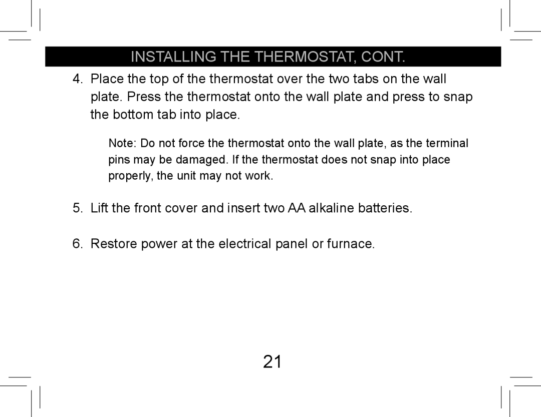 Hunter Fan 42710-01 operation manual Installing the thermostat 