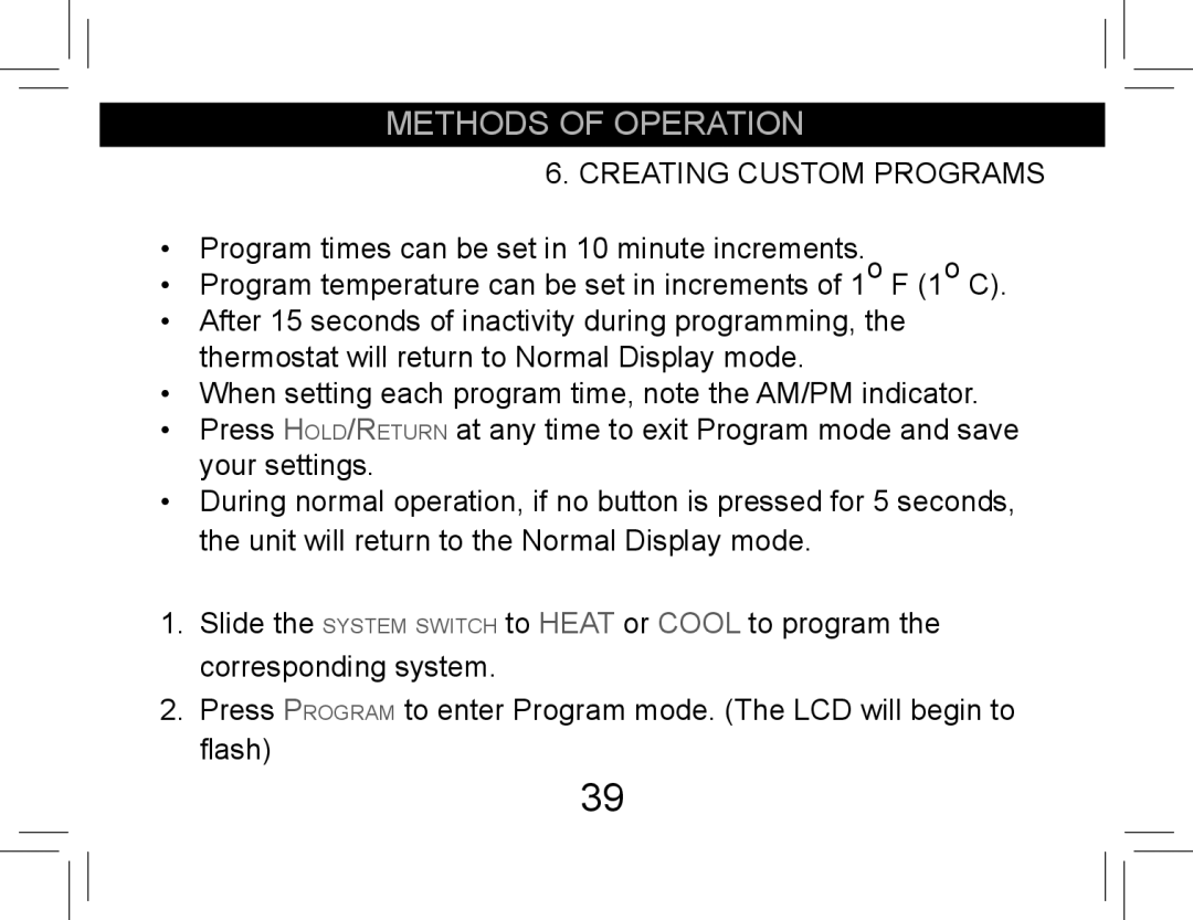 Hunter Fan 42710-01 operation manual Creating Custom Programs 