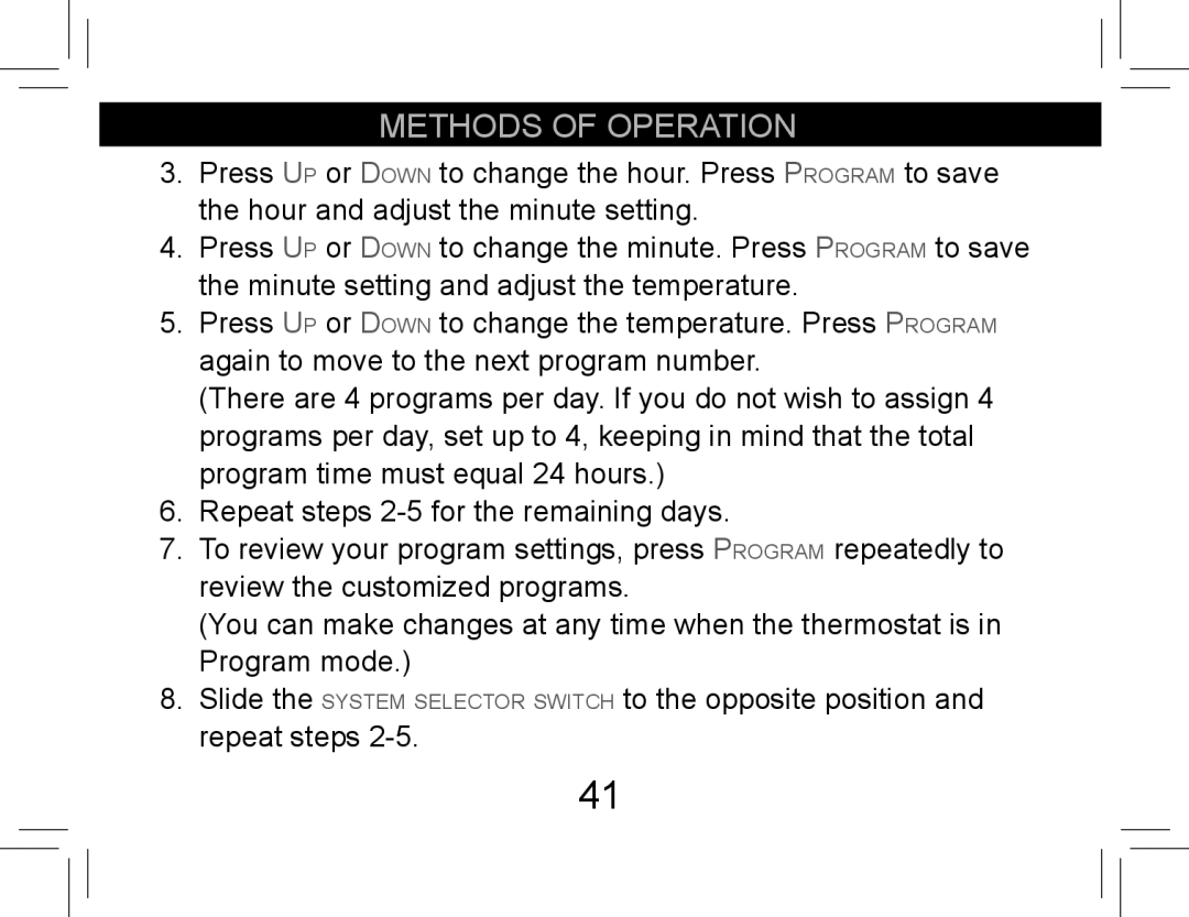 Hunter Fan 42710-01 operation manual Methods of operation 