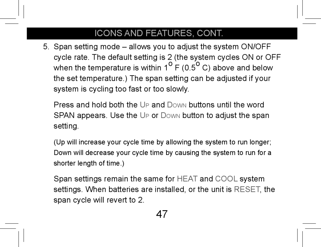 Hunter Fan 42710-01 operation manual Icons and FEATURES 