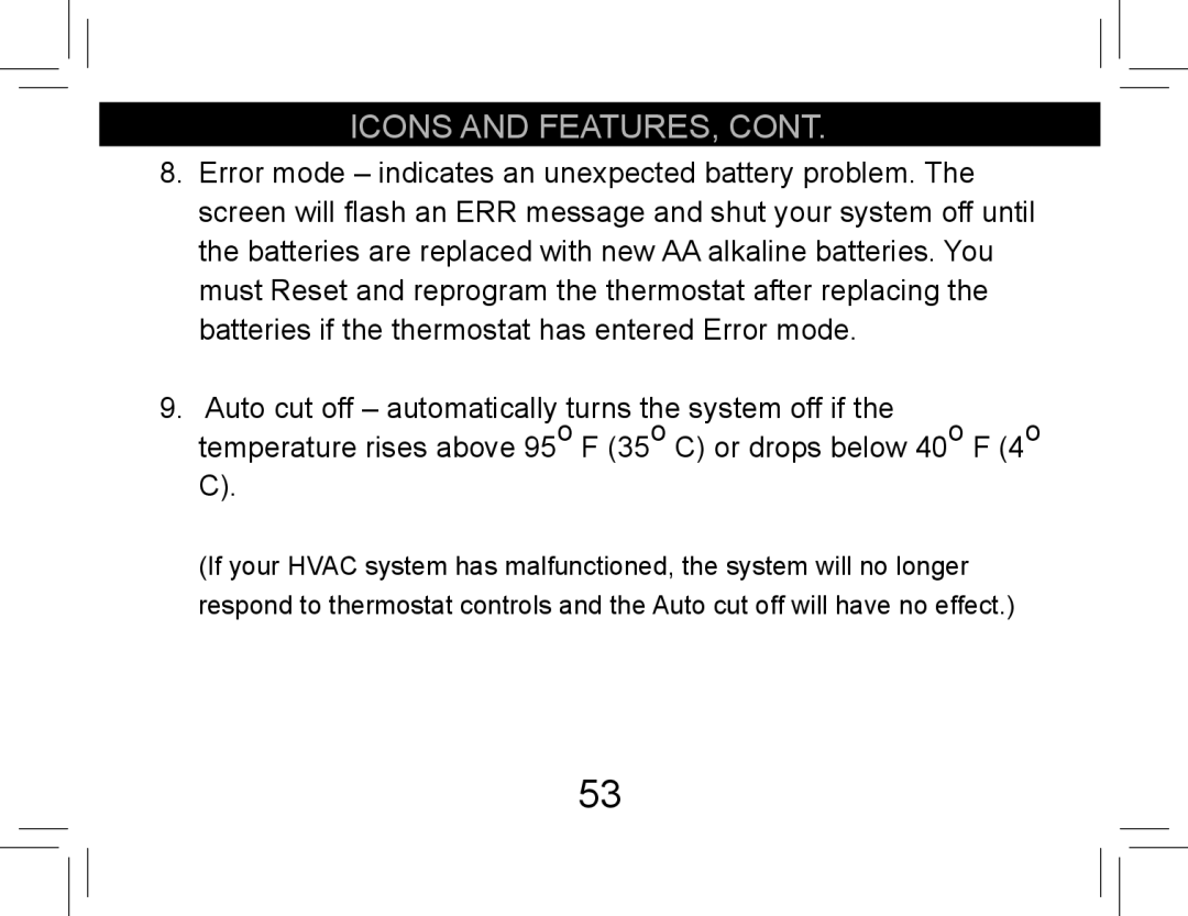 Hunter Fan 42710-01 operation manual Icons and FEATURES 