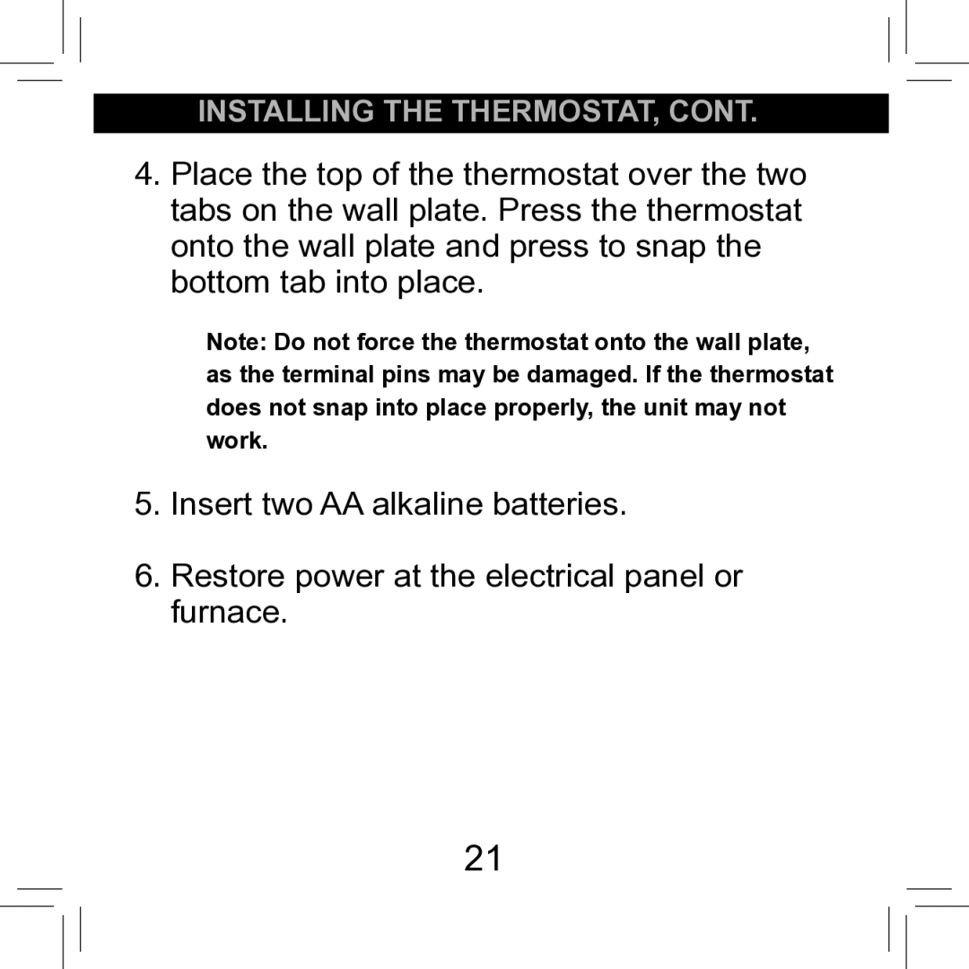 Hunter Fan 42711-01 operation manual Installing the thermostat 