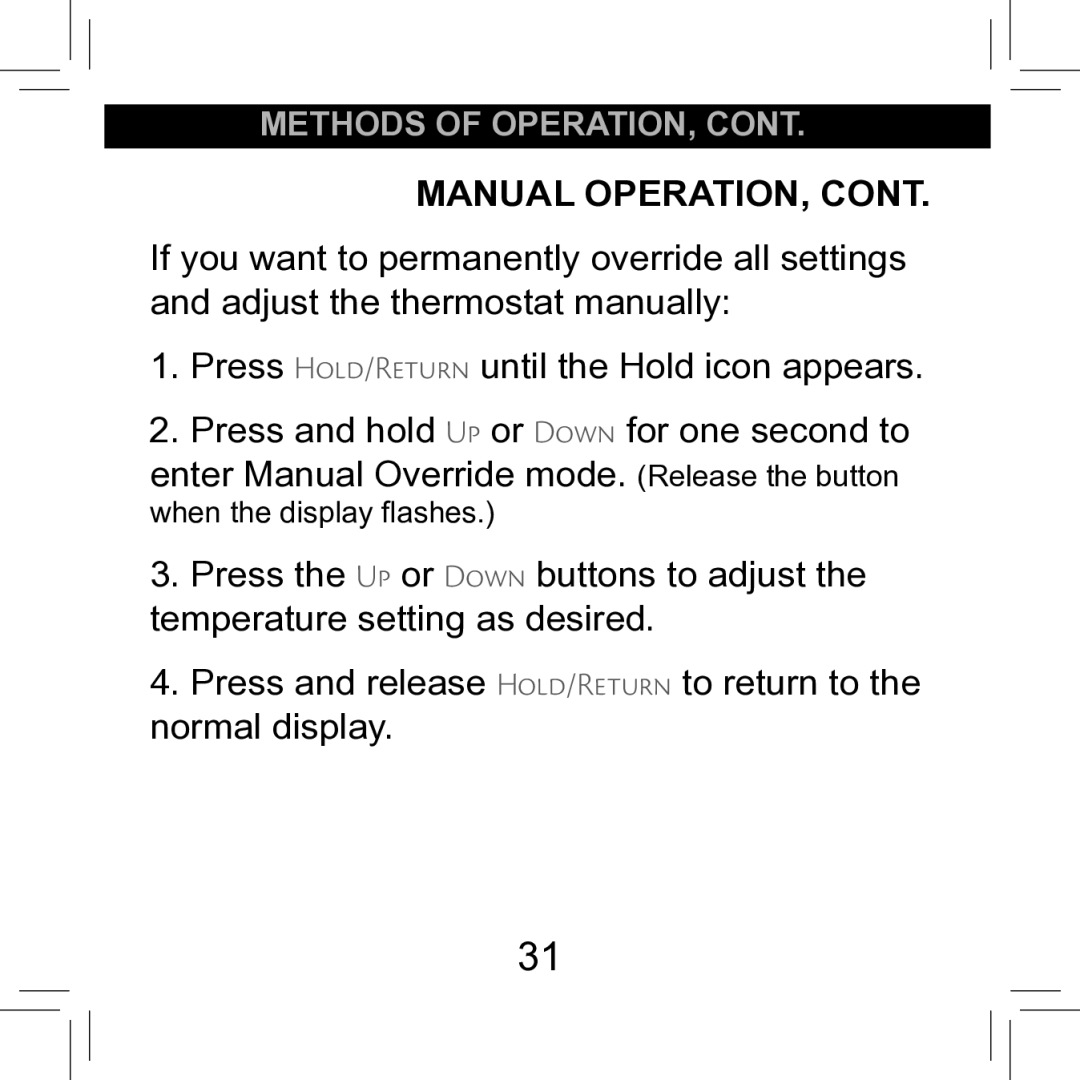 Hunter Fan 42711-01 operation manual Manual OPERATION 