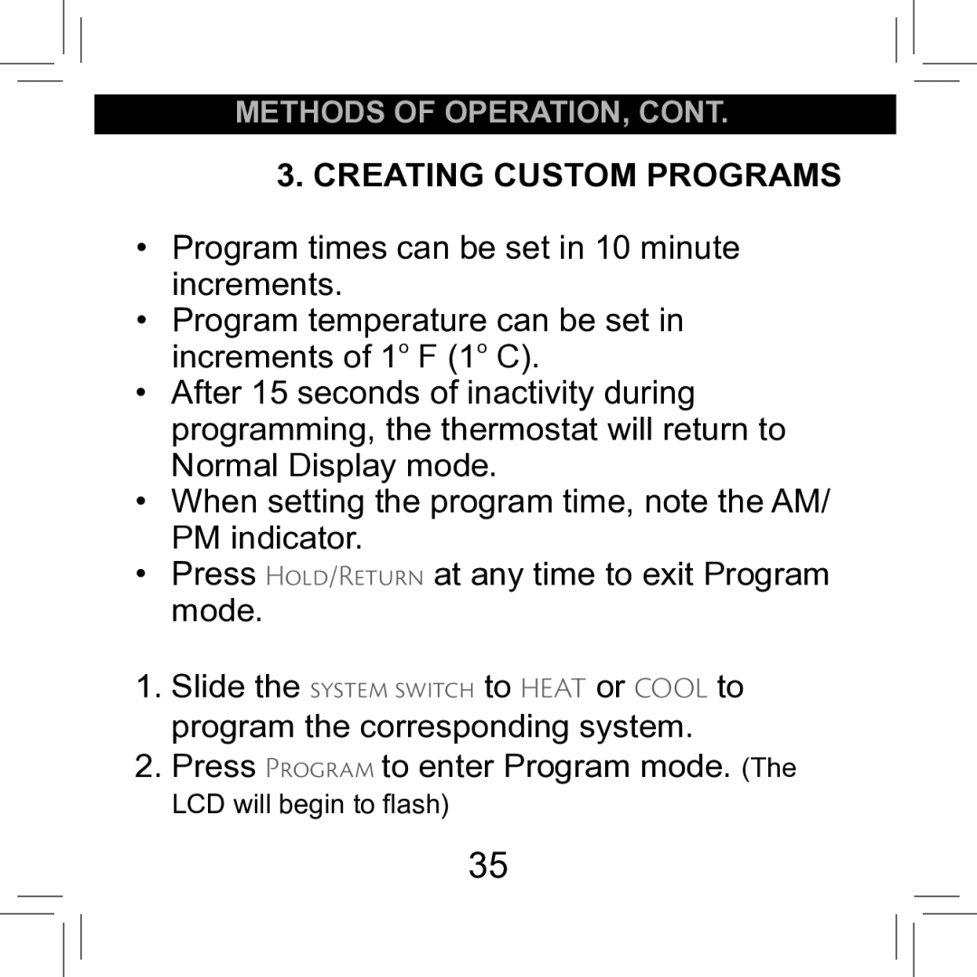 Hunter Fan 42711-01 operation manual Creating Custom Programs, Press Program to enter Program mode 