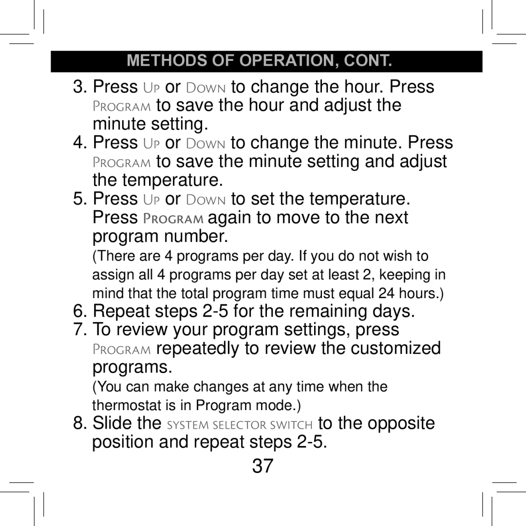 Hunter Fan 42711-01 operation manual Methods of operation 