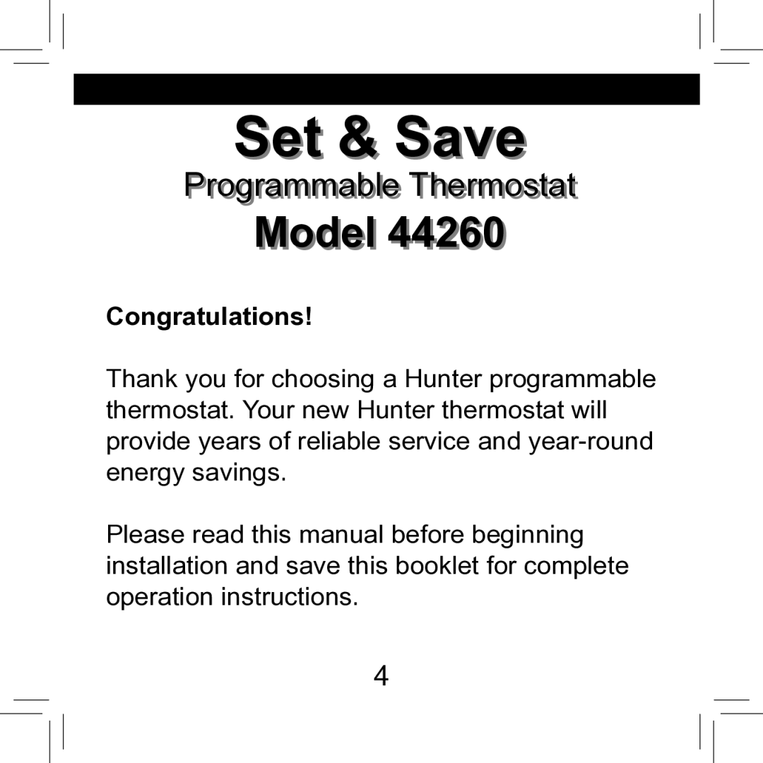 Hunter Fan 42711-01 operation manual Set & Save 