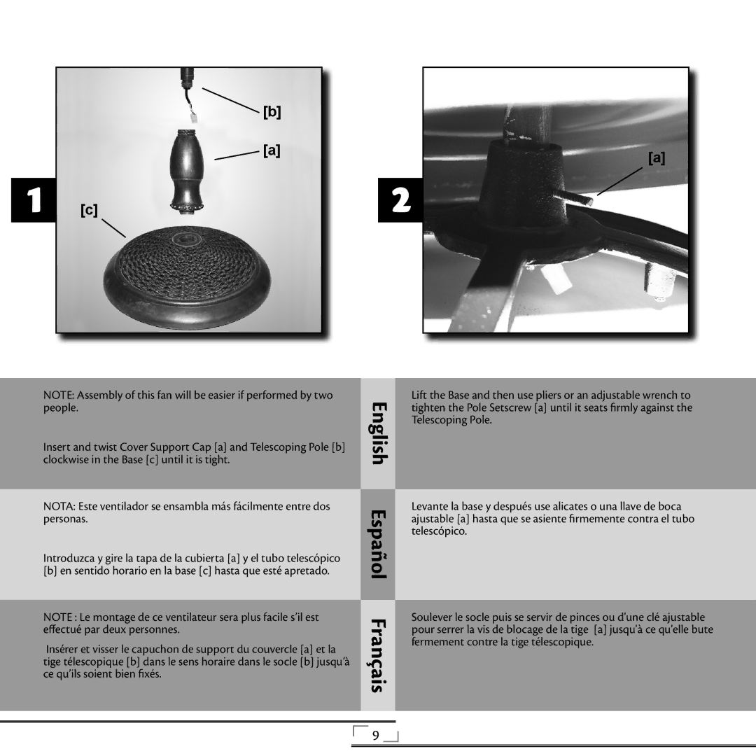 Hunter Fan 42729, 90171, 20081008 installation manual Levante la base y después use alicates o una llave de boca 