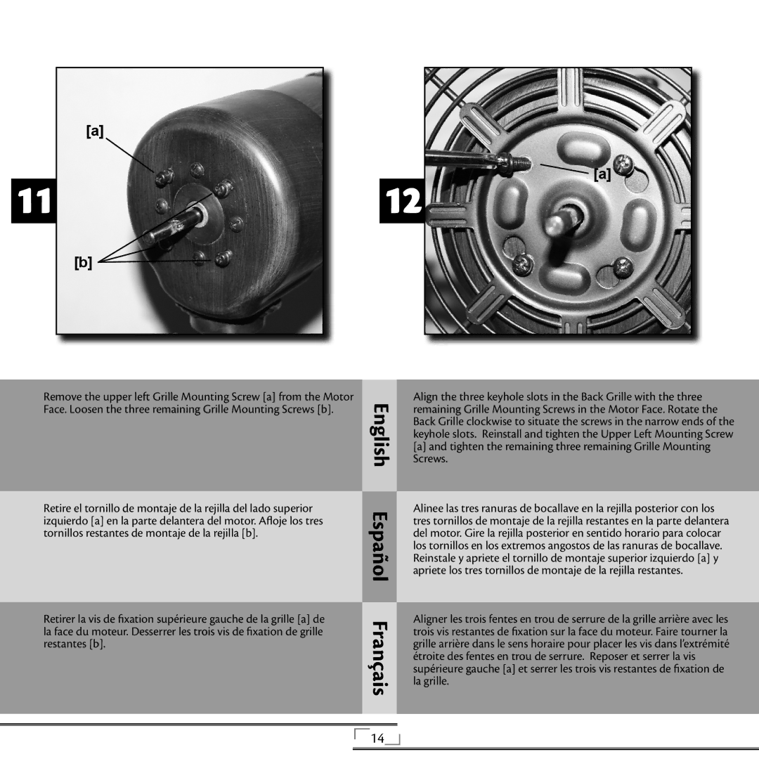 Hunter Fan 42733, 20081013 installation manual Tighten the remaining three remaining Grille Mounting Screws 