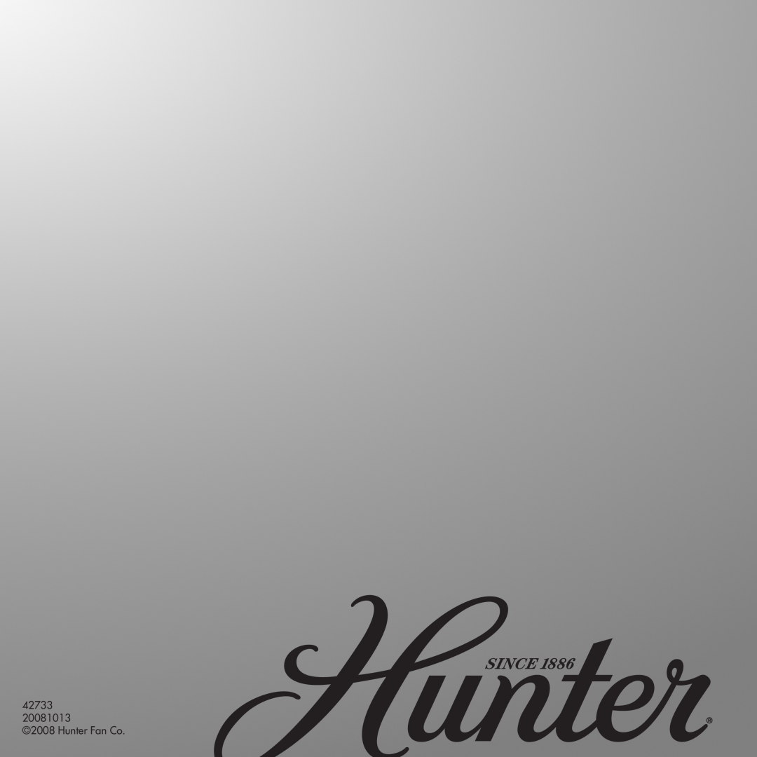 Hunter Fan installation manual 42733 20081013 2008 Hunter Fan Co 