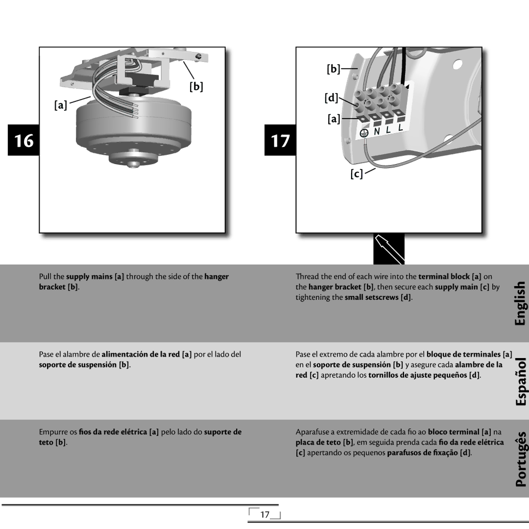 Hunter Fan 42805 installation manual Bracket b, Red c apretando los tornillos de ajuste pequeños d 