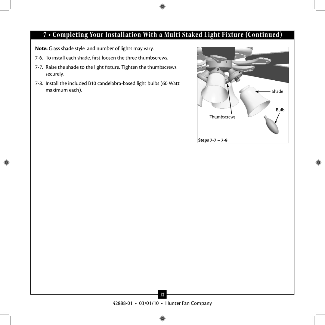 Hunter Fan 42888-01 installation manual Steps 7-7 