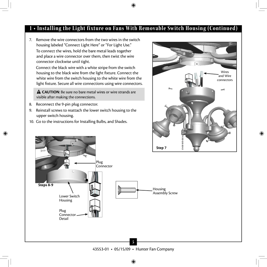 Hunter Fan 43553-01 installation manual Step 