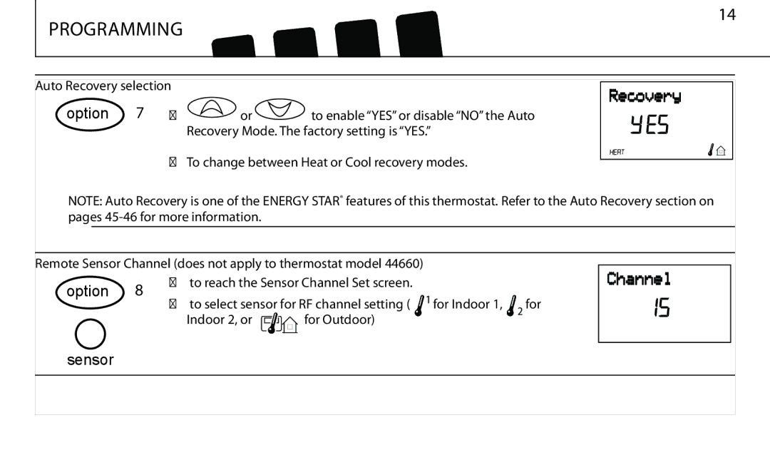 Hunter Fan 43665 manual Programming, Sensor 