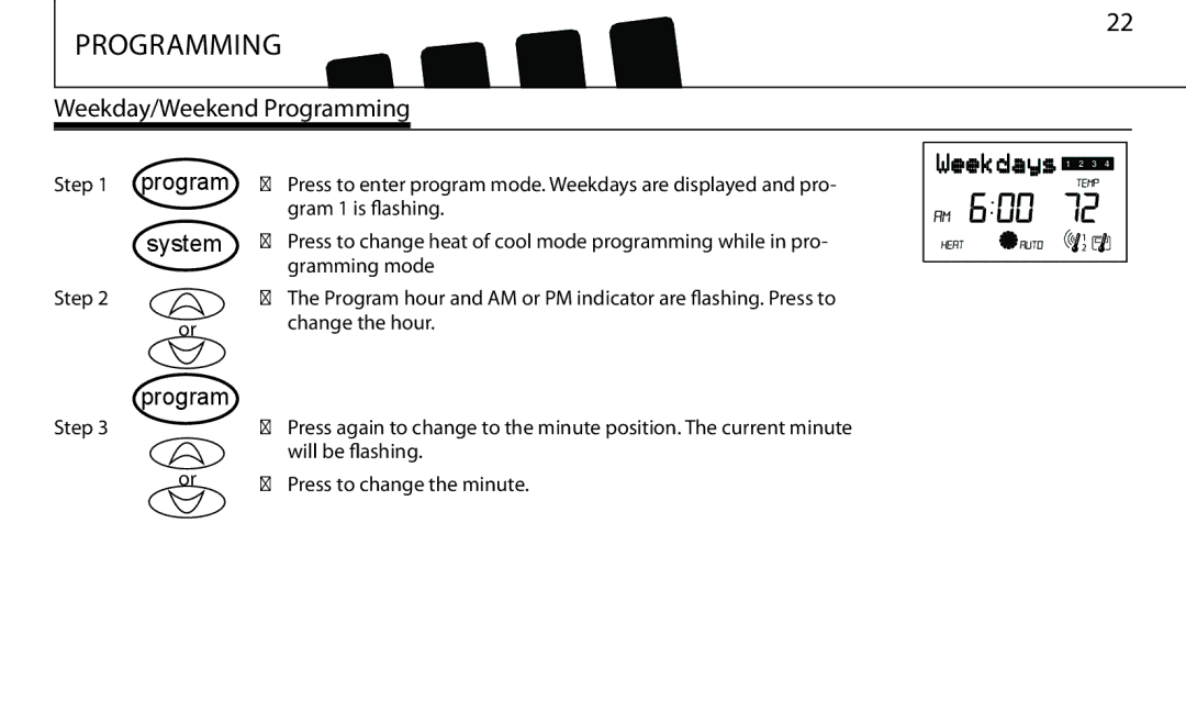 Hunter Fan 43665 manual Weekday/Weekend Programming, System 