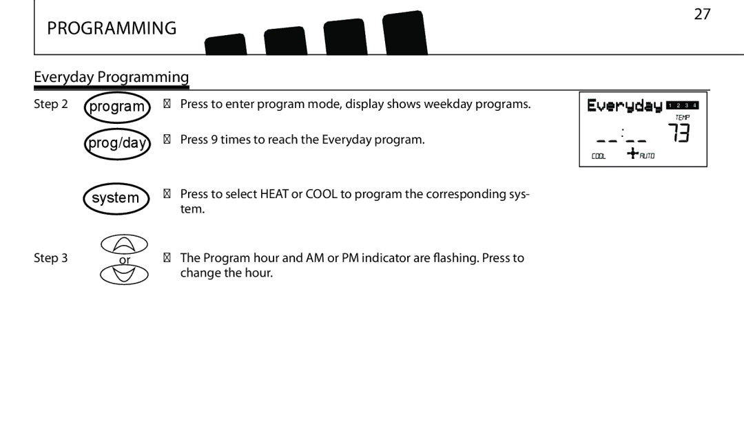 Hunter Fan 43665 manual Everyday Programming, Prog/day System 