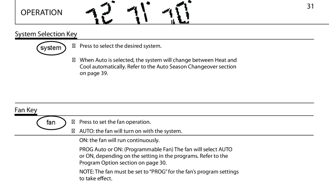 Hunter Fan 43665 manual System Selection Key, Fan Key 