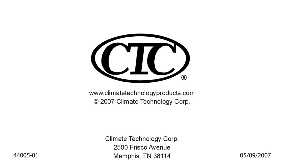 Hunter Fan 43665 manual Climate Technology Corp 44005-01 Frisco Avenue, Memphis, TN 