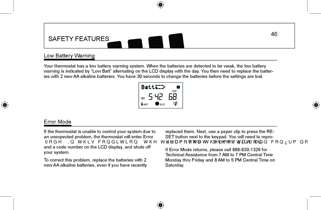 Hunter Fan 44008-01 manual Low Battery Warning, Error Mode 