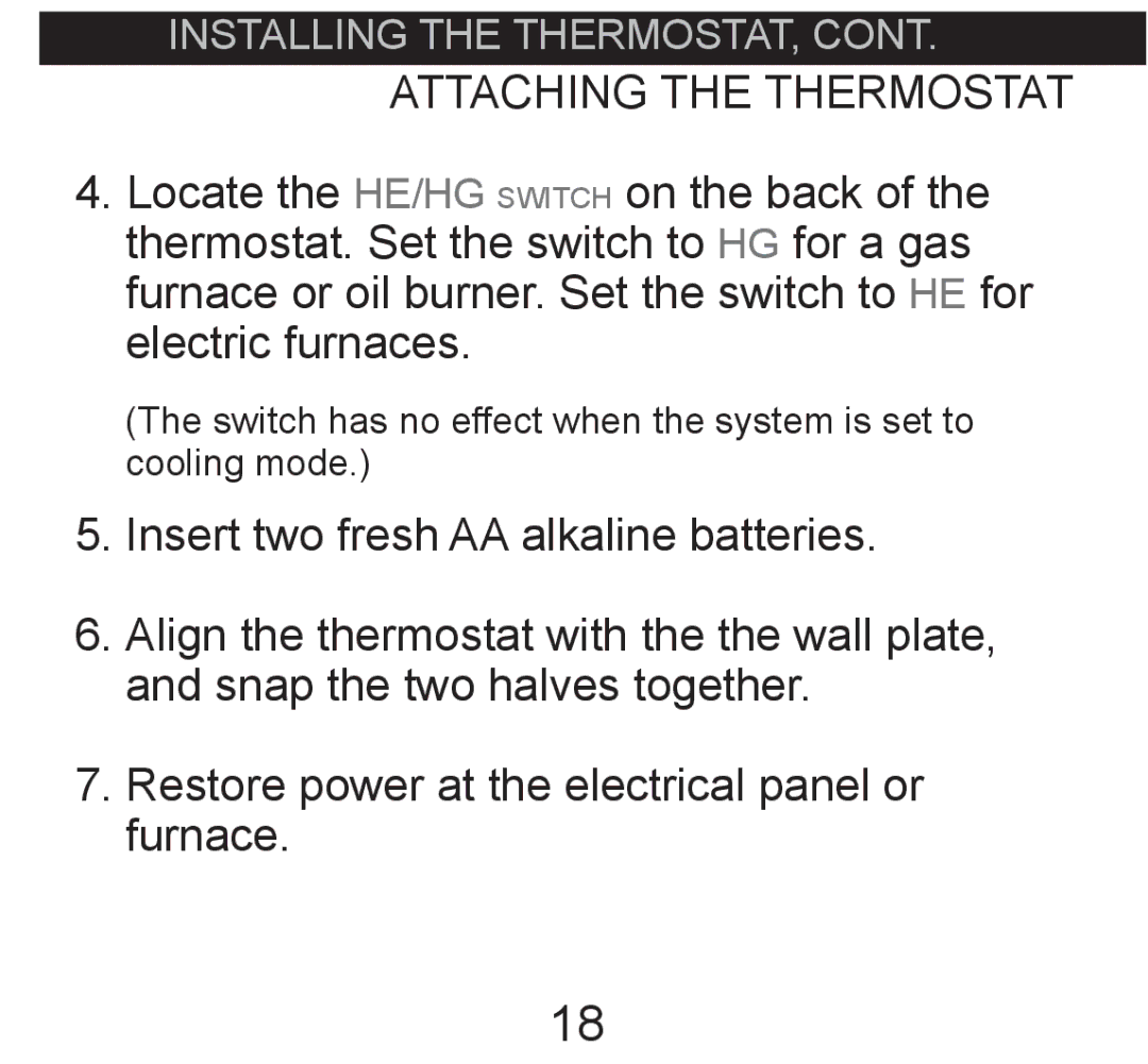 Hunter Fan 44017-01 operation manual Attaching the Thermostat 