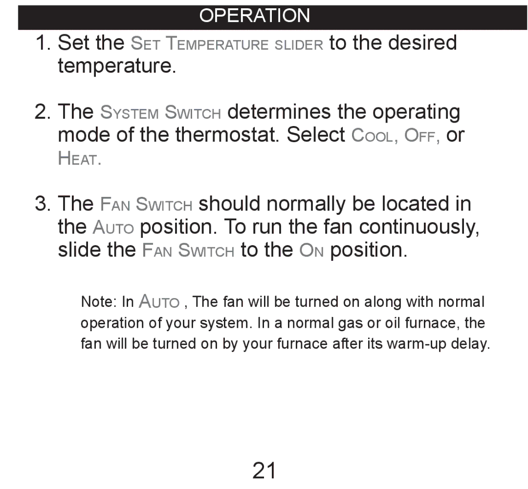 Hunter Fan 44017-01 operation manual Operation 