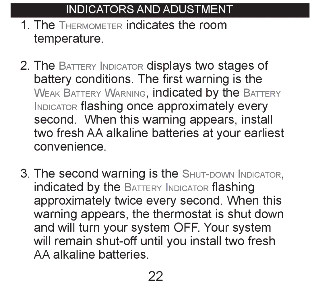 Hunter Fan 44017-01 operation manual Indicators and adustment 